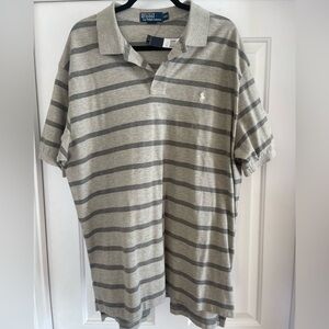 Gray Striped Polo Shirt